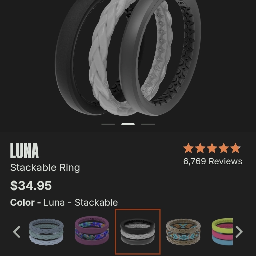 groove White and Gray Textured Stackable Rings - Picture 2 of 2